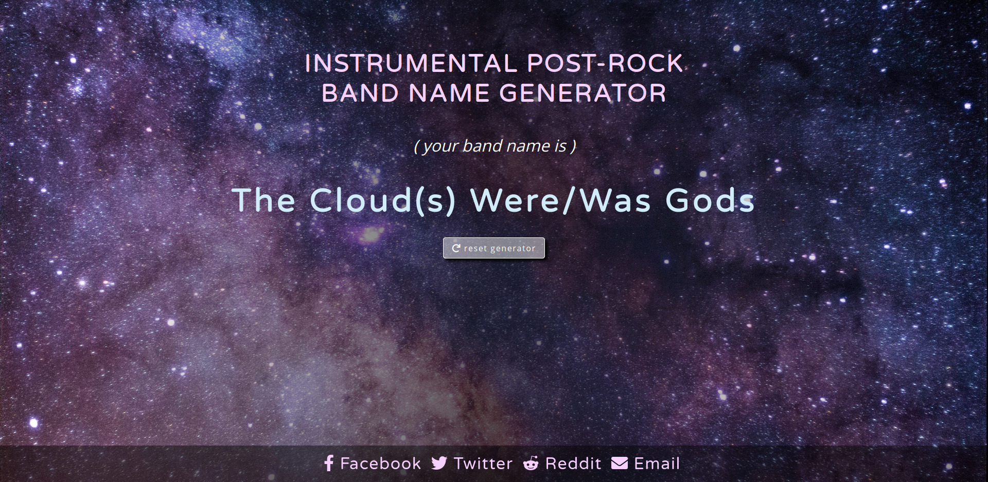 screenshot of post rock band name quiz
