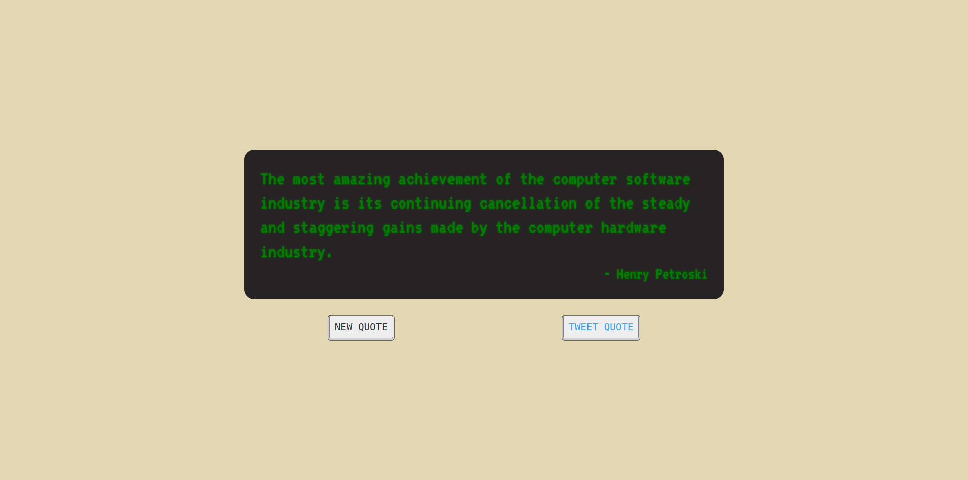 screenshot of random quote machine